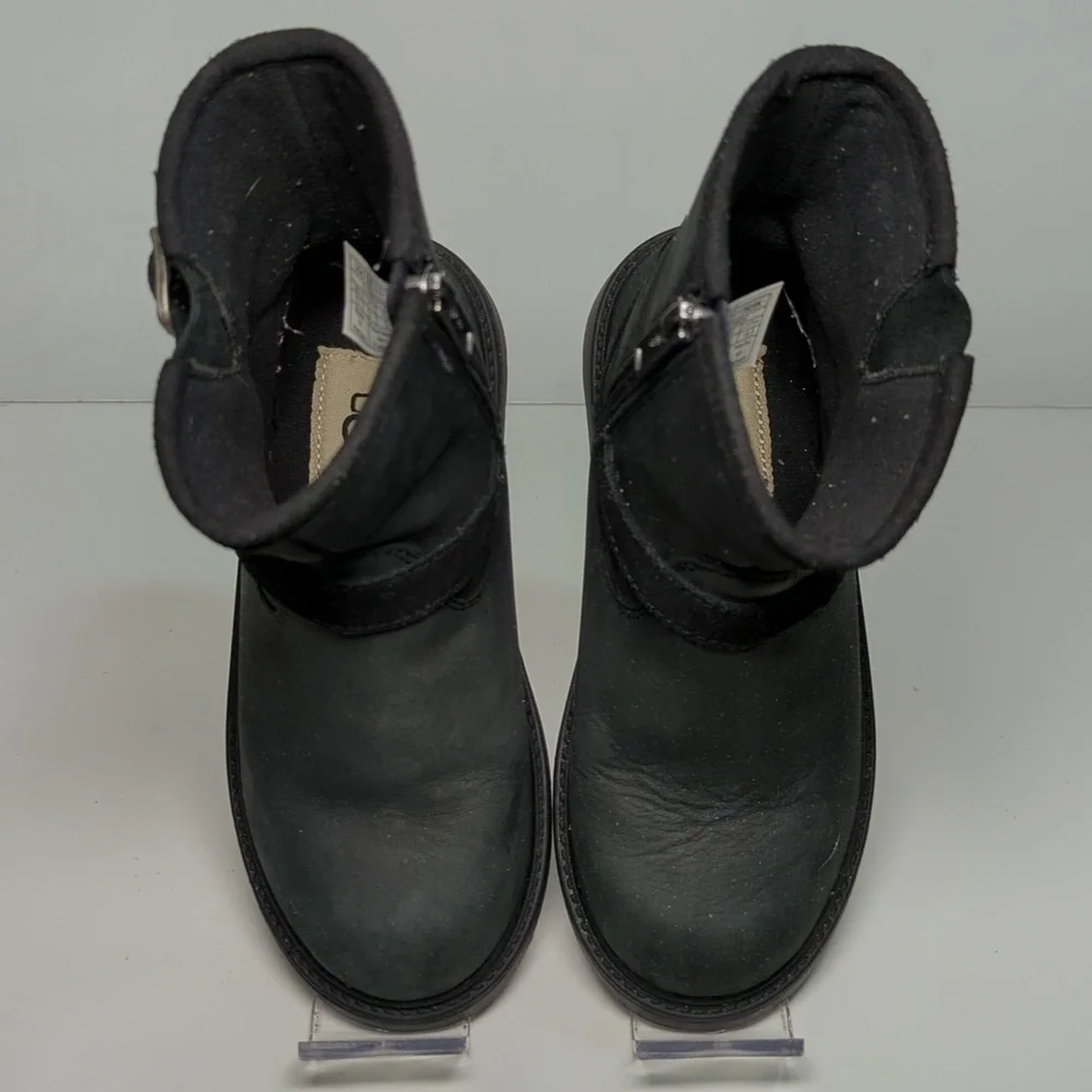 UGG Kinzey Black Nubuck moto ankle boots little kids unisex size 13 EU 31